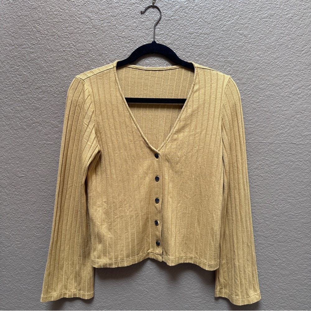 Mustard Yellow V Neck Cardigan